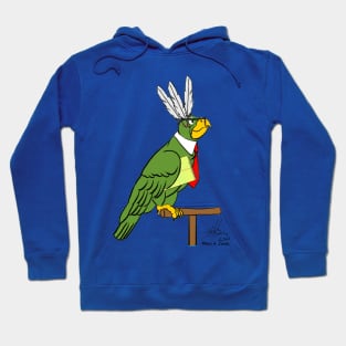 Oscar the Catoon Parrot as a Secretary Bird Hoodie